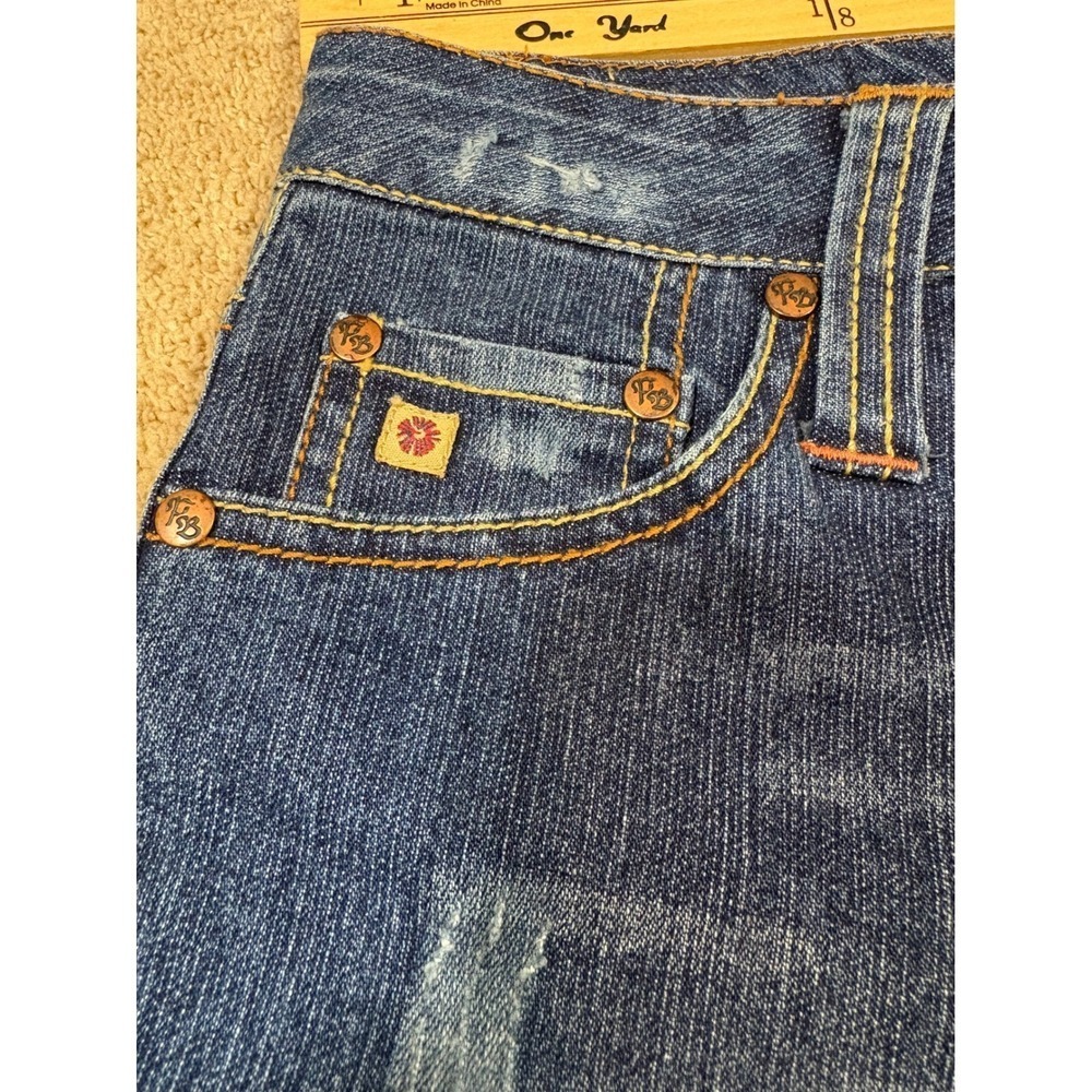 Paris Blues Distressed Bootcut Jeans Capris Blue Wash Denim Size 28‎ Vintage - Picture 6 of 10